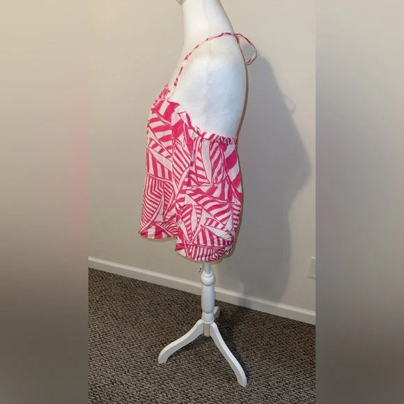 Lilly Pulitzer Lei Lei Halter Top Capri Pink Yacht 100% Silk Lilly Size Large - Picture 2 of 8